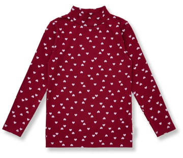Petit Blush Turtle Neck - Hearts Aop