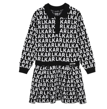 Karl Lagerfeld Kids Allover Logo Print Polo Dress
