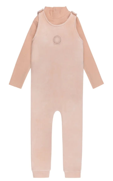 Aurora - Mockneck Bodysuit & Overall Pink Metallic Crest
