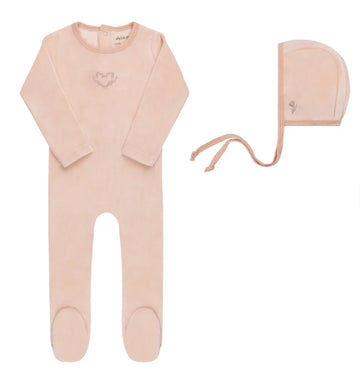 Aurora - Baby Girl Footie & Bonnet Pink Metallic Wreath