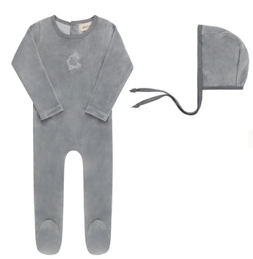 Aurora - Baby Boy Footie & Bonnet Blue Metallic Wreath