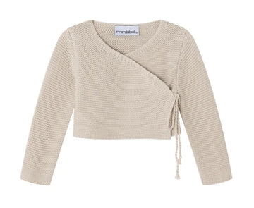 Mini Label Boys Taupe Wrap Cardigan and Bonnet