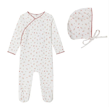 Mini Label Cream Girls Heart Printed Kimono Set