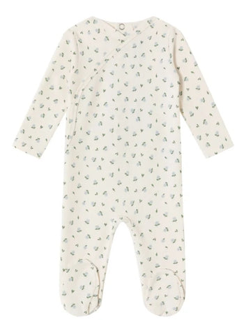 Mini Label Boys Cream Hydrangea Printed Kimono Footie and Bonnet