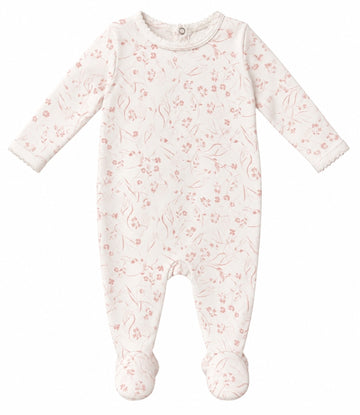 Bopop White/Pink  Leaf Print Footie SL907