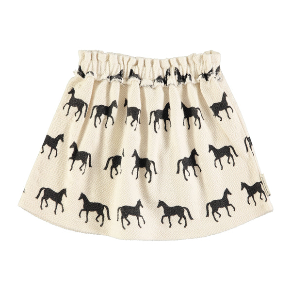 Piupiuchick Ecru W/ Black Horses Knee-Lenght Skirt