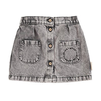 Piupiuchick Washed Black Denim Knee-Lenght Skirt