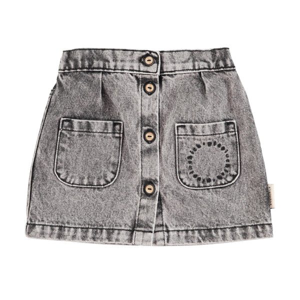 Piupiuchick Washed Black Denim Short Skirt