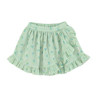 Piupiuchick Green Stripes w/ Little Flowers Knee Lenght Skirt w/ Rues