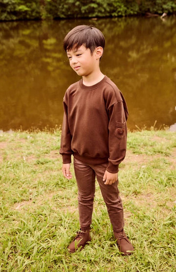 Little Parni Boy's Pocket Sleeve Sweatshirt - Brown [K709]