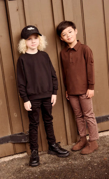 Little Parni Boy's Pocket Sleeve Sweatshirt - Black [K709]