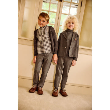 Little Parni Boy's Contrast Patch Cardigan - Grey [K679]