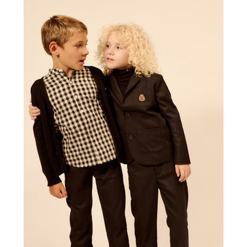 Little Parni Boy's Contrast Patch Cardigan - Black [K679]