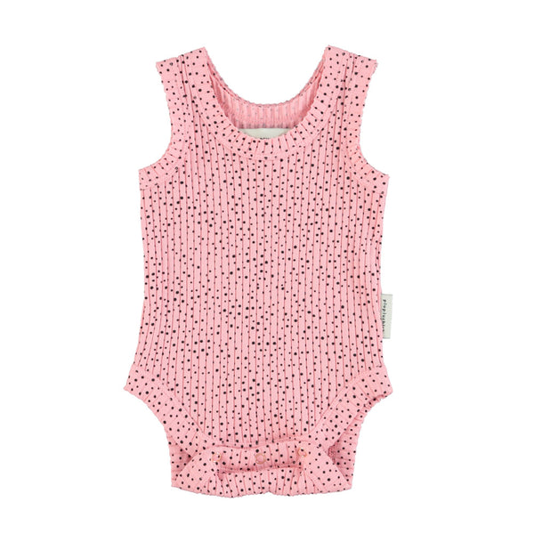 Piupiuchick Pink w/ Black Dots Sleeveless Bodysuit