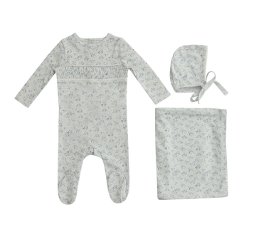 Mini Label Blue Smocked Set Boys