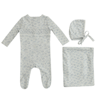 Mini Label Blue Smocked Set Boys