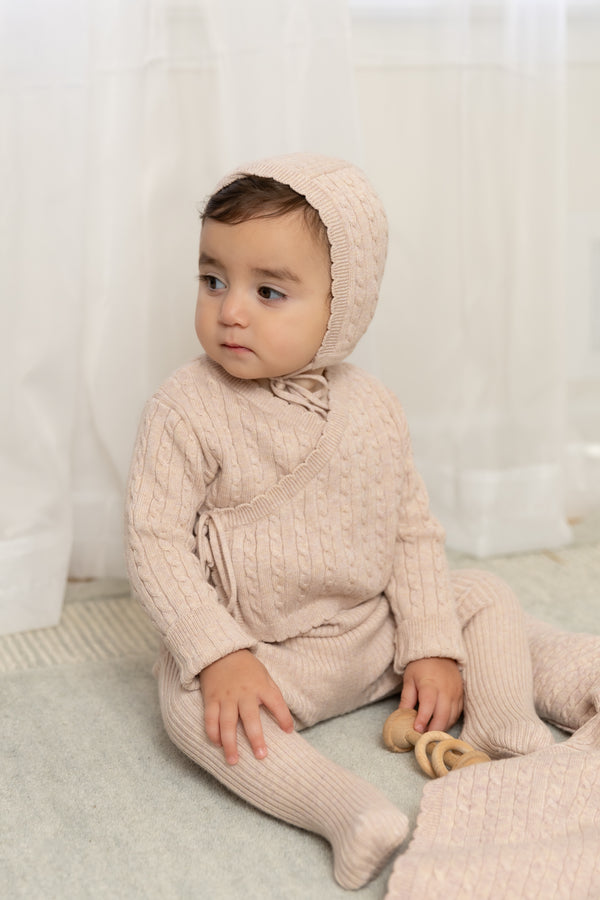 Bee & Dee Marled Pink Soft Cable Knit Outfit