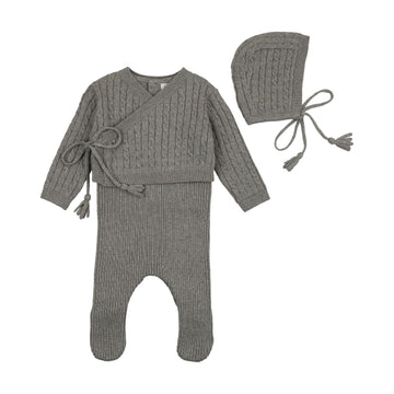 Bee & Dee Charcoal Soft Cable Knit Outfit