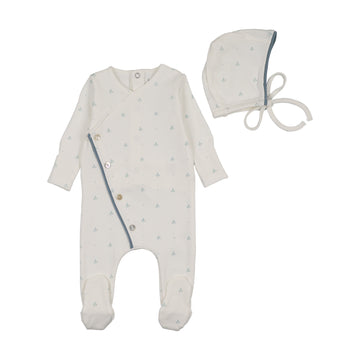 Bee & Dee Stars And Dots Footie/Beanie Chalk White Boys