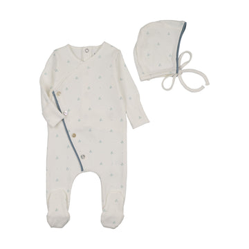 Bee & Dee Stars And Dots Footie/Beanie Chalk White Boys Foldover Cuff