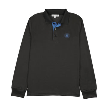 3 Buttons NY Black & Blue Sport Contrast Polo