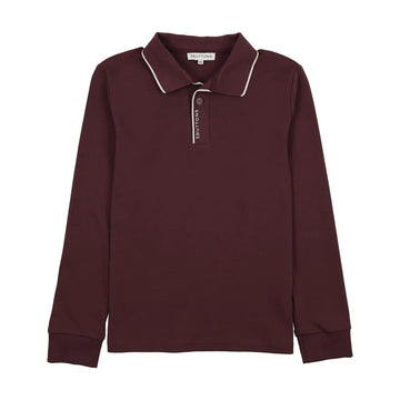 3 Buttons NY Burgundy & Cream Stripe Edge Polo
