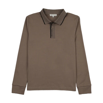 3 Buttons NY Mocha & Black Stripe Edge Polo