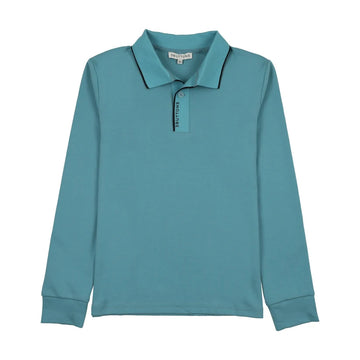 3 Buttons NY Light Blue & Dark Blue Stripe Edge Polo
