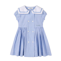 Nounelle Striped Double Breasted Dress- Short Sleeves