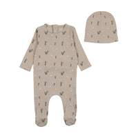 Bee & Dee French Chateau Swan Print Collection Footie with Beanie