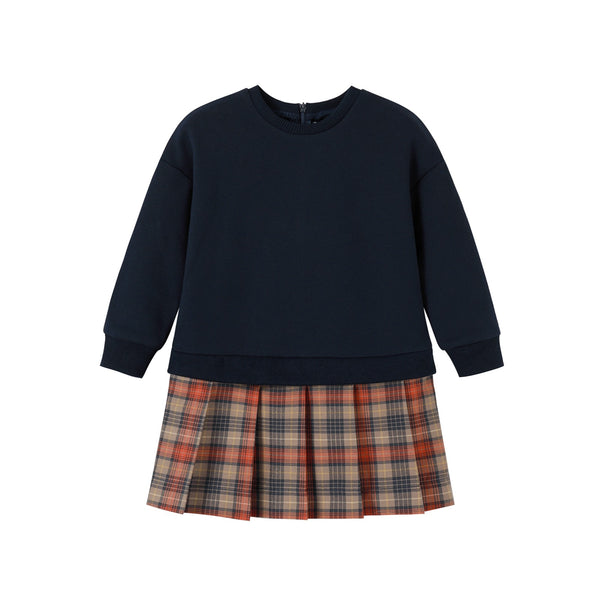 Nou Nelle Sweatshirt Dress With Plaid Skirt