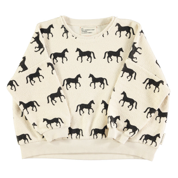 Piupiuchick Ecru W/ Black Horses Sweatshirt