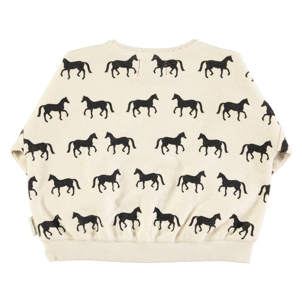 Piupiuchick Ecru W/ Black Horses Sweatshirt