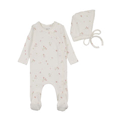 Bee & Dee Sweet Berry Footie/Bonnet Chalk White Girls