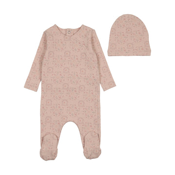 Bee & Dee Sweet Pattern Footie/Beanie Rose