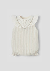 Popelin Lurex romper suit with embroidered yoke (Mod.1.1)