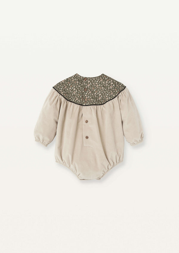 Popelin Beige Romper Suit With Yoke (Mod 1.2)