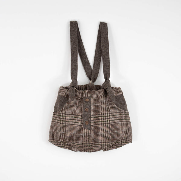 Popelin Brown Plaid Woollen Culotte With Removable Straps And Placket (Mod 13.1)