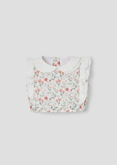 Popelin Poppy pattern short top with double baby collar (Mod.13.3)