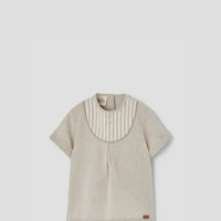 Popelin Brown striped shirt with pleat (Mod.18.2)