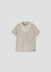 Popelin Brown striped shirt with pleat (Mod.18.2)