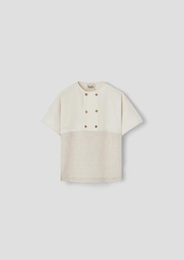 Popelin Sand waffle fabric shirt with double breasted buttons (Mod.20.1)