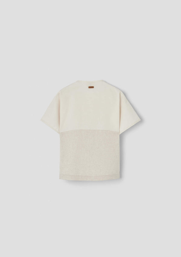 Popelin Sand waffle fabric shirt with double breasted buttons (Mod.20.1)