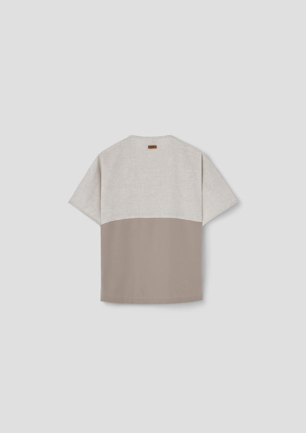 Popelin Taupe shirt with double breasted buttons (Mod.20.2)