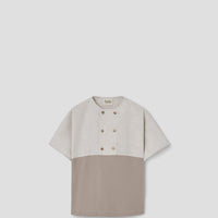 Popelin Taupe shirt with double breasted buttons (Mod.20.2)