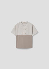 Popelin Taupe shirt with double breasted buttons (Mod.20.2)