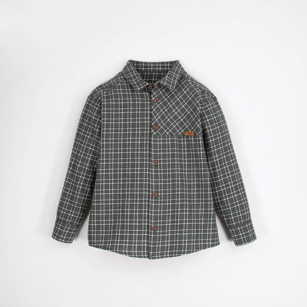 Popelin Dark Grey Plaid Shirt With Collar (Mod 20.3)