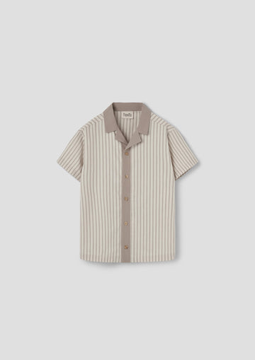 Popelin Brown striped shirt with lapel collar (Mod.21.2)