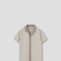 Popelin Brown striped shirt with lapel collar (Mod.21.2)