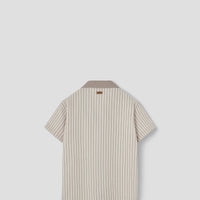 Popelin Brown striped shirt with lapel collar (Mod.21.2)